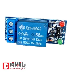 ماژول رله تک کانال ۵ ولت JQC3F-05VDC-C با جریان ۱۰ آمپر